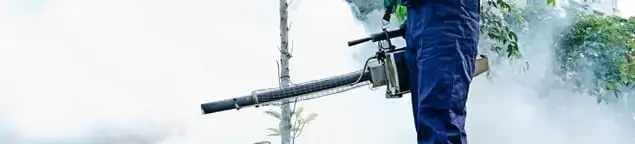 Pest control technician fogging an outdoor area for insect control in Springfield, MO